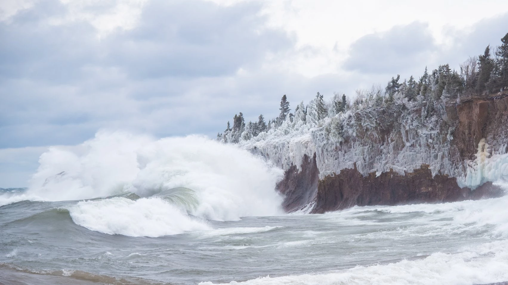 WATCH: Massive April Storm Waves Batter Lake Superior North Shore