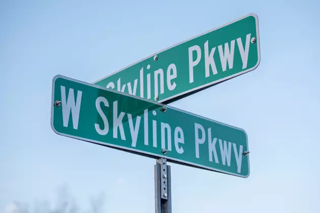 West Skyline Parkway road sign near Spirit Mountain in Duluth, MN